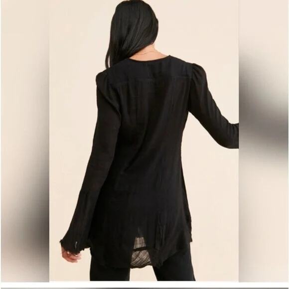 Free People Greta Gauze Button-Down Tunic – Black – Size S - Picture 5 of 8